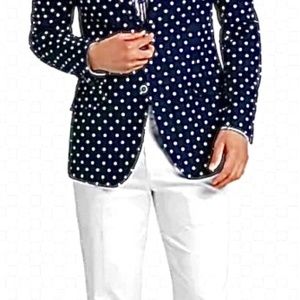 Paisley and Gray Linen Slim Fit Suit 46R